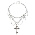 Pearl sweater chain wholesale european and american cross-border cross necklace punk multi-layered wearing light luxury niche clavicle chain for women
