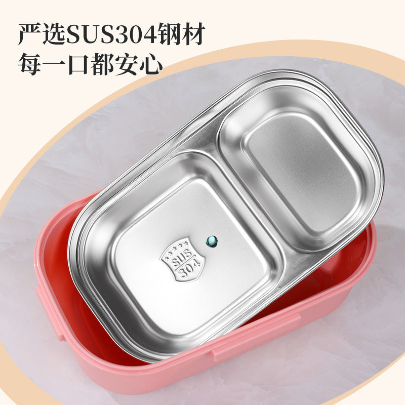 304 stainless steel lunch box can be heated in microwave oven, and office workers bring rice-tight bento boxes to seal the new lunch boxes.