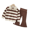 Dropshipping girls' knitted sweater two-piece set -  autumn/winter new collection - baby girl striped pants outfit