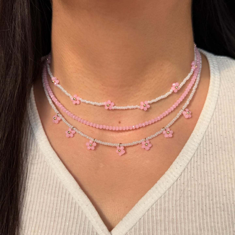 Flower beaded necklace wholesale european and american cross-border autumn and winter accessories multi-layered niche stylish women's rice bead sweater chain