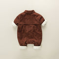 Baby outing one-piece clothes autumn winterthickened haki 0-1 years old baby boy climbing suit corduroy one-piece