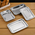 Stainless steel commercial catering tray - rectangular serving tray, flat base plate, food prep tray, display tray, steaming tray, bbq & dumpling tray