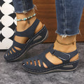Exportnew arrival2026summer wedge thick sole sandals women's shoes cross-border large size car line wedge toe thick sole sandals