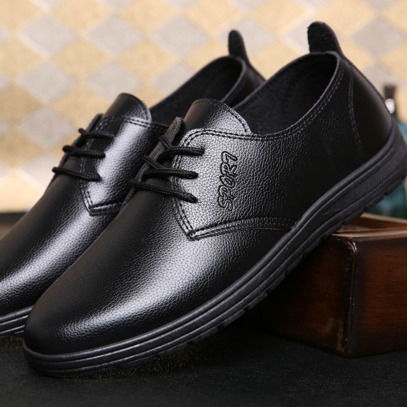 New chef shoes - hotel kitchen anti-slip, oil-resistant footwear - kfc men's shoes - stylish black work leather shoes for men