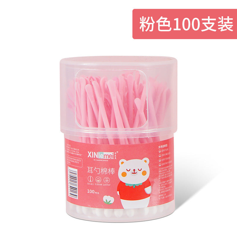 Cotton swab open ears double head boxed multi-functional children's ear spoon cleaning household cosmetic cotton swab swab cotton swab factory wholesale