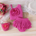 Children's clothing cross-border fashionsummergirl rose red suspender tops + skirt pants suit