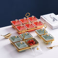 New year ceramic fruit plate with lid dustproof for home dried fruit plate hotel cafe grids dessert plate multi-color snack plate