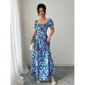 european and american cross-border foreign trade women's short-sleeved printed loosedress medium long skirt