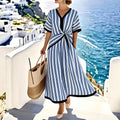 european and american women's clothing: new summer collection - polished bohemian style, elegant v-neck, slimming, vacation-ready dress