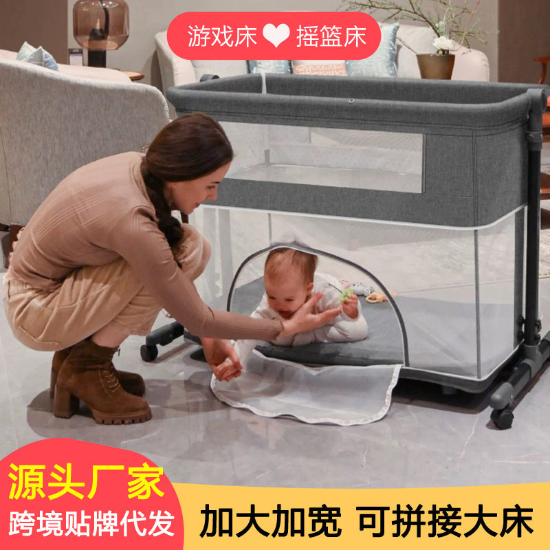 Movable game crib foldable patchwork large bed portable baby bed baby rocker changing table newborn