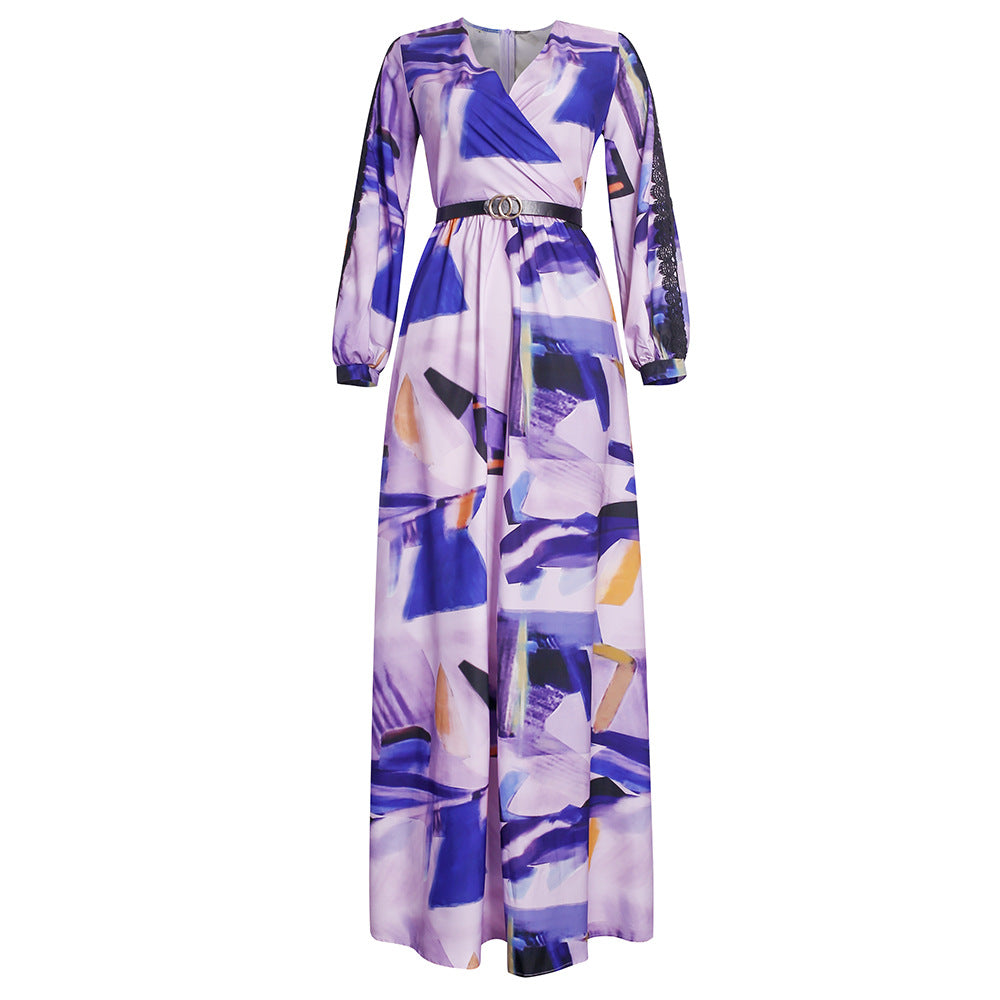 Amazon  plus size women's floral swing dress - new arrival, cinched waist, lace trim, elegant dress