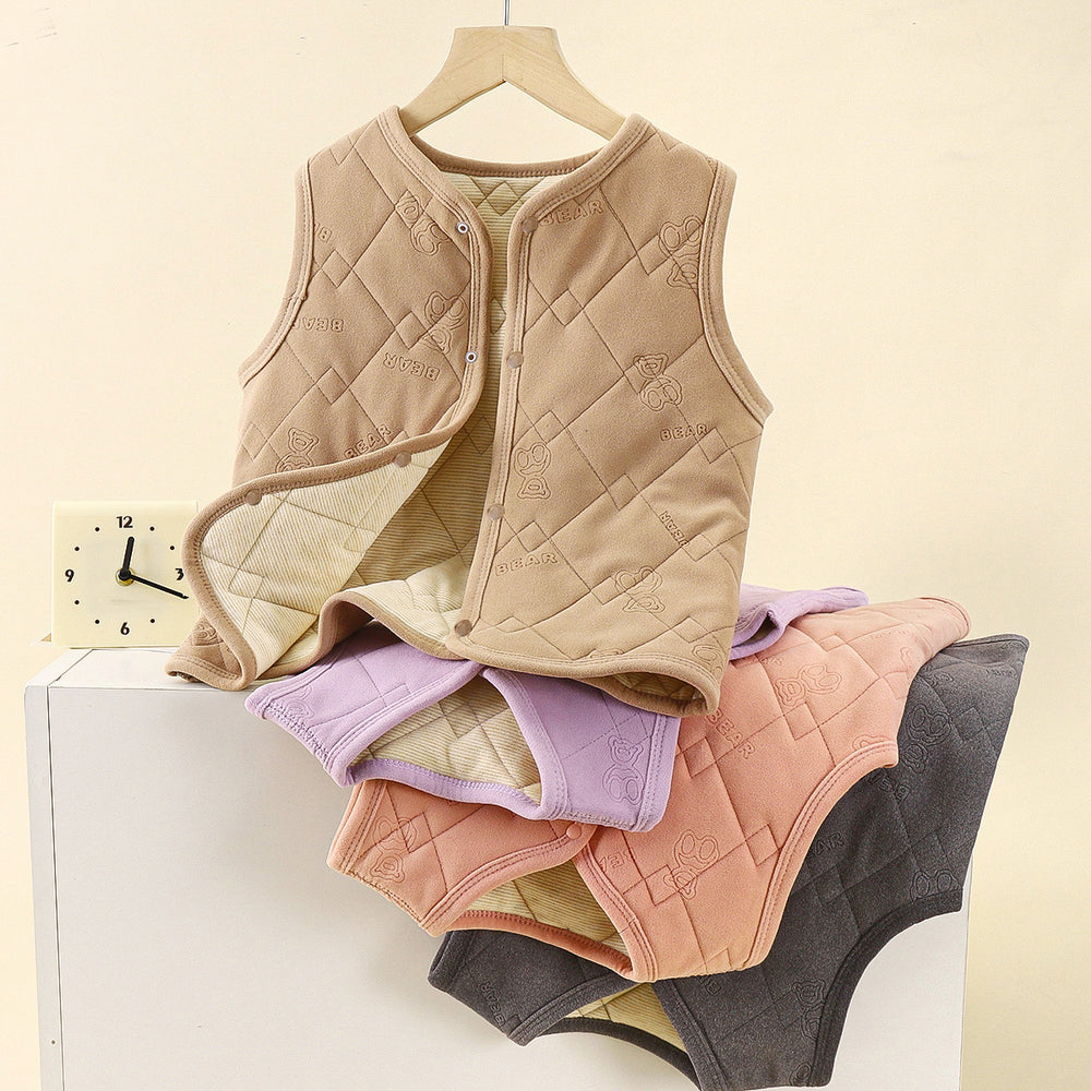 New winter quilted silk fleece vest set - thickened, wearable as outerwear or inner layer, perfect for school uniforms, warm and cozy for boys and girls