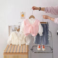 Korean style knitted vest and white shirt girl's outfit  - sweet & stylish bowknot floral set