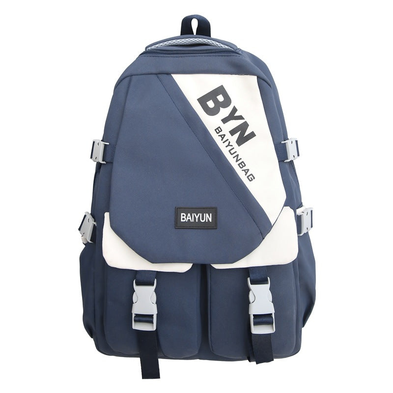 Burden reduction spine protection capacity Strong backpack Lightweight waterproof Simple high school backpack Junior high school schoolbag Women