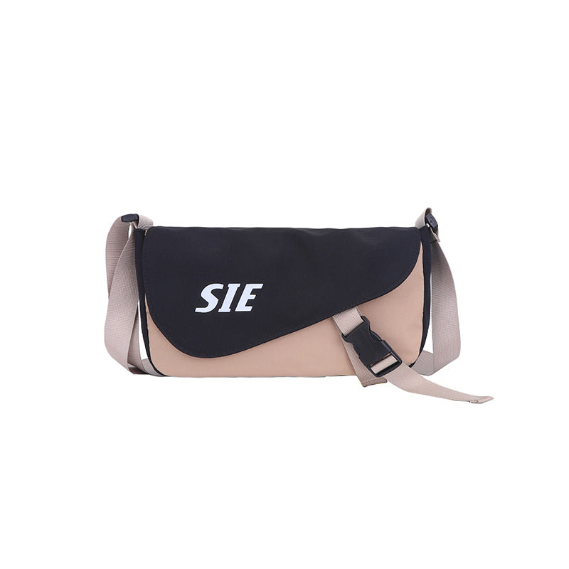 Hong Kong style casual satchel 2024 new fashion letter contrasting color sports outdoor messenger bag large capacity shoulder bag men
