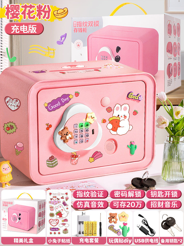 Piggy Bank 2024 New Children's Girls Only Can't Get In Safe Cabinet Boys Large Capacity Password Box Savings