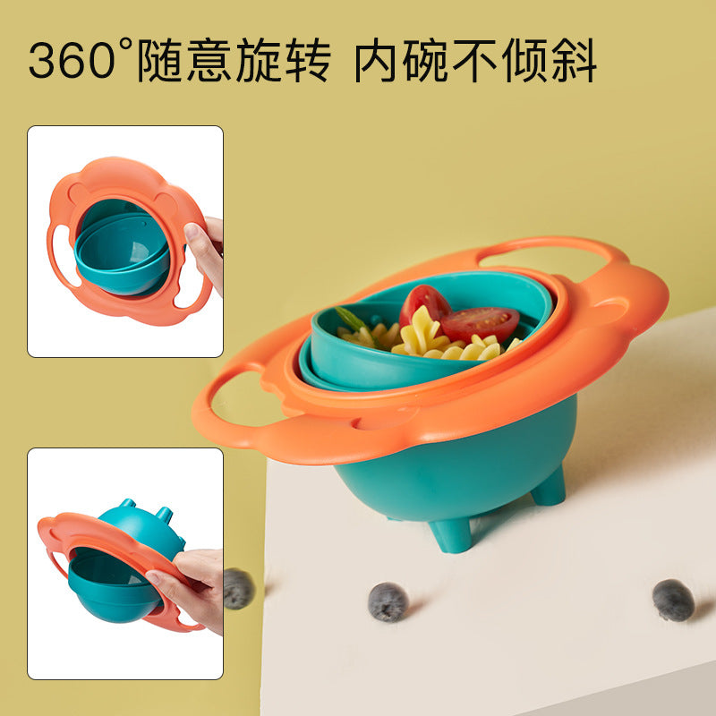 Baby bowl - 360° rotating gyro bowl, flying saucer bowl, baby balance bowl, kids' spill-proof, anti-scald, drop-proof feeding bowl
