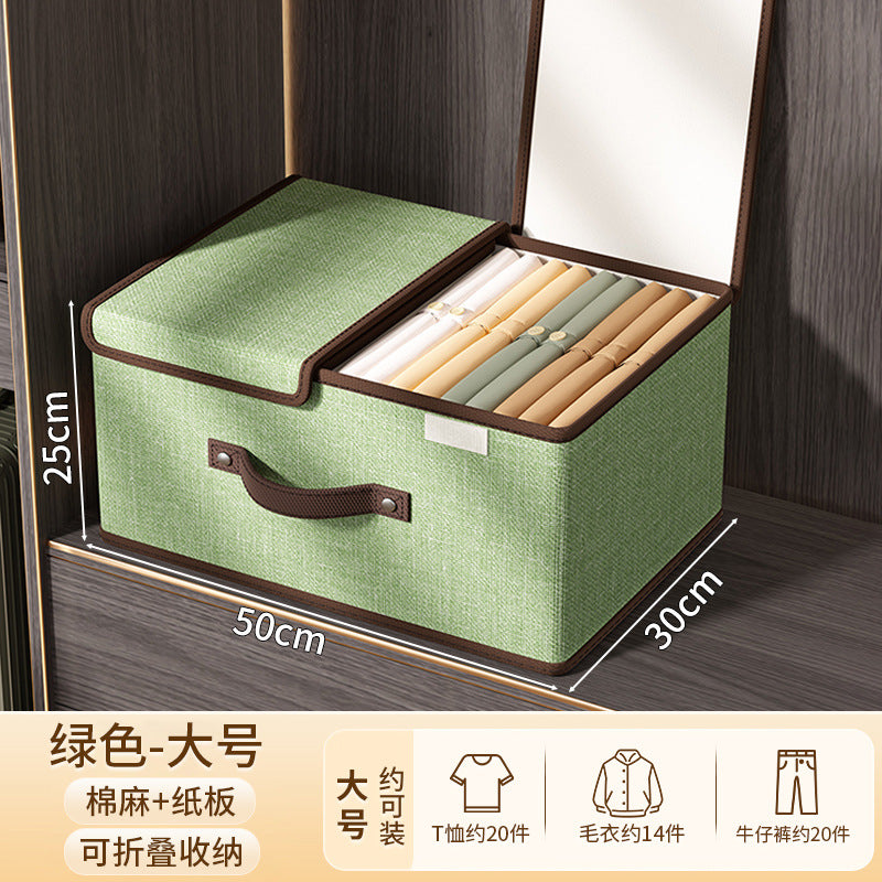 Clothes storage box with lid Household wardrobe Clothing pants separation and sorting box Box Fabric folding storage box artifact