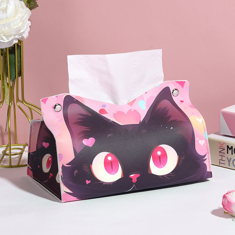 Pinxixi Hot Sale Cartoon Drawing Carton Cat Printing Tissue Box Household Multifunctional Candy Box Gift Box Waterproof