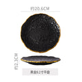 Black 8inch shallow plate - gold