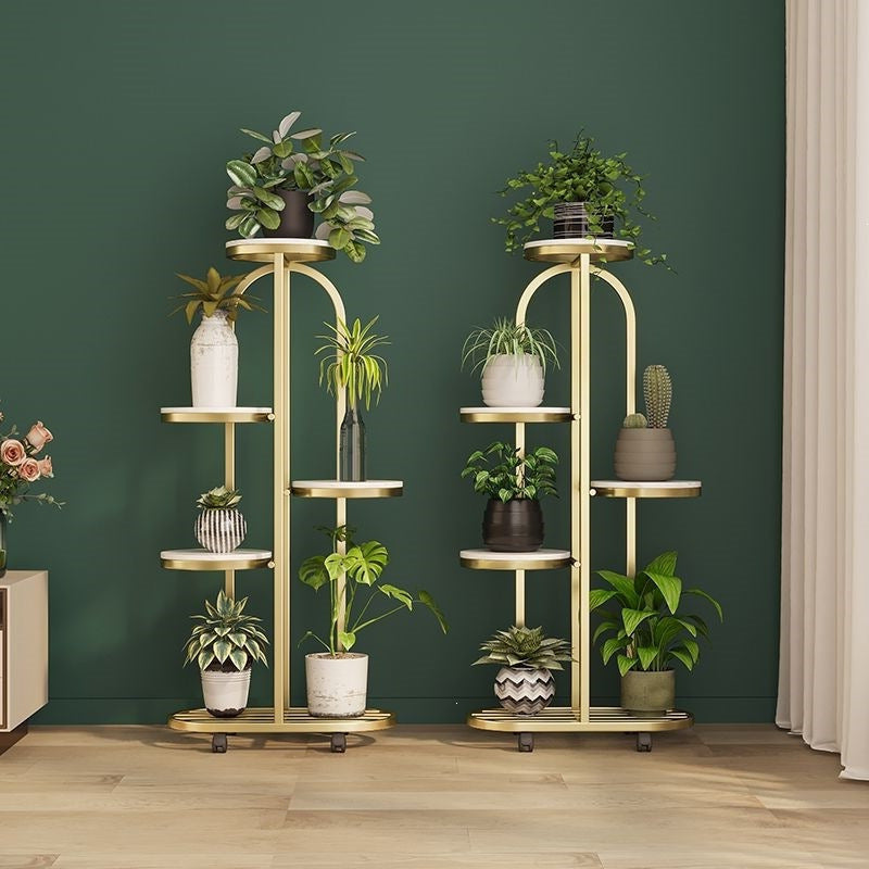 Accessible luxury multi-layer floor-standing flower shelf indoor living room storage rack iron art succulent flower rack balcony plant flower pot rack