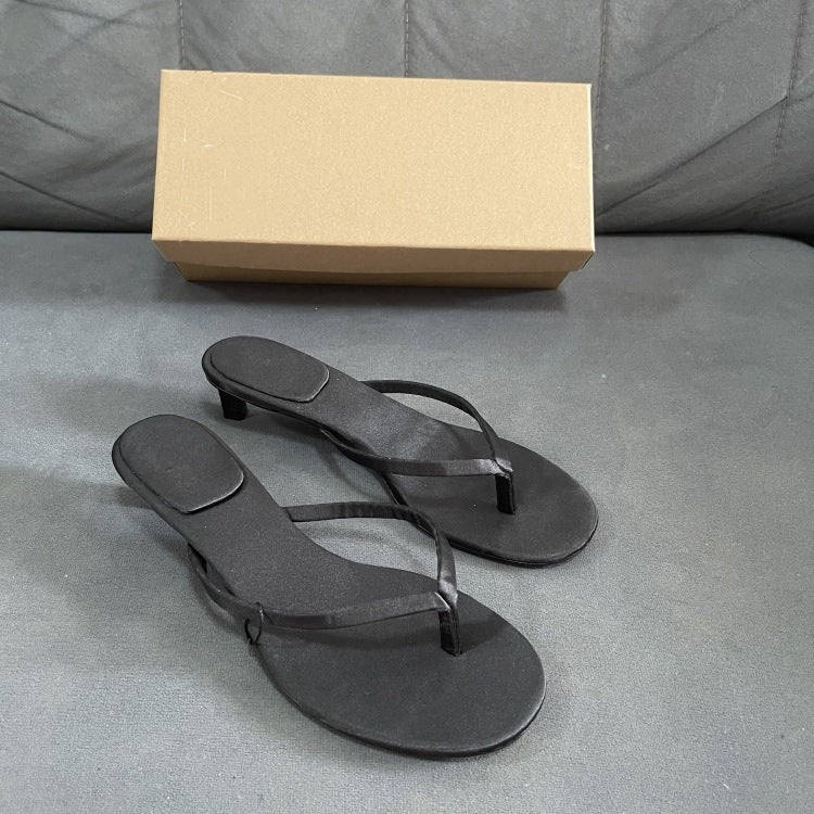 Spanish french cat heel flip flops women's outwear 2024 summer new casualeasiest for matchtravel vacation flip flops