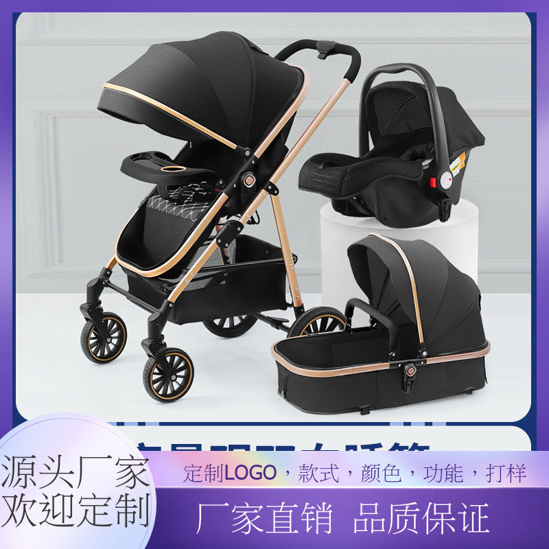 Baby stroller can sit or lie down, lightweight high-view stroller can be reversed for 0-3 years old baby summer stroller umbrella stroller
