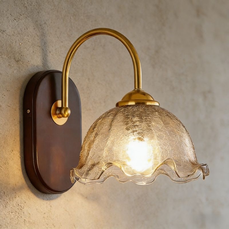 Nordic glass american brass lamp cup old corridor study wooden b&b japanese style retro bedroom bedside wall lamp