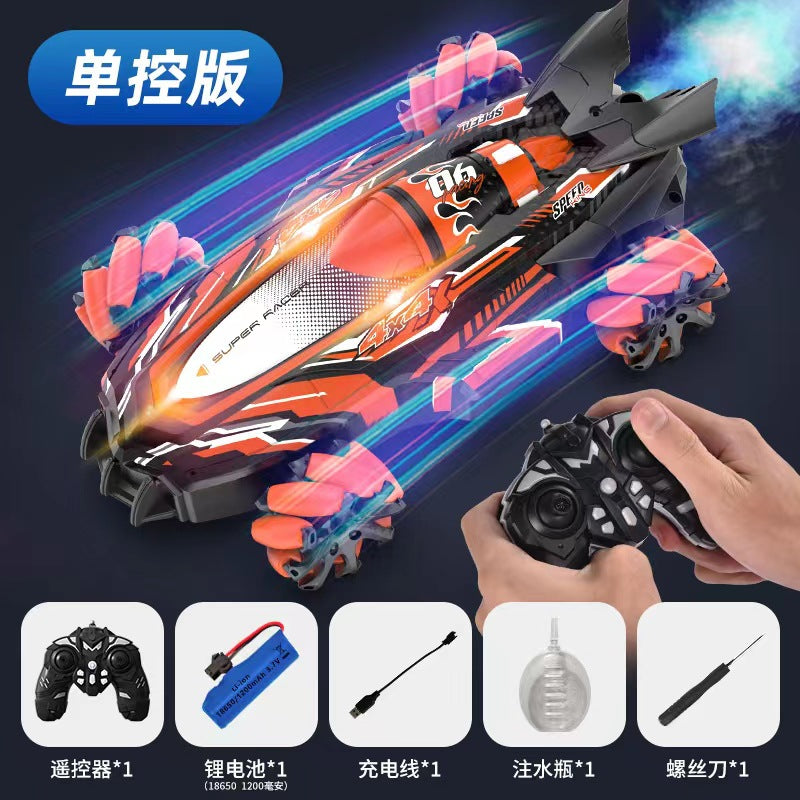 F1 remote control toy car - 360° universal joystick, all-around variable speed, rocket spray stunt racing f1 car