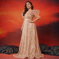 New european and american style sequin-embellished satin sleeveless v-neck a-line elegant evening prom gown dress