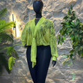 European and american cross-border women's fashion  summer new arrival: elegant v-neck sheer mesh lace loose long-sleeve shirt top