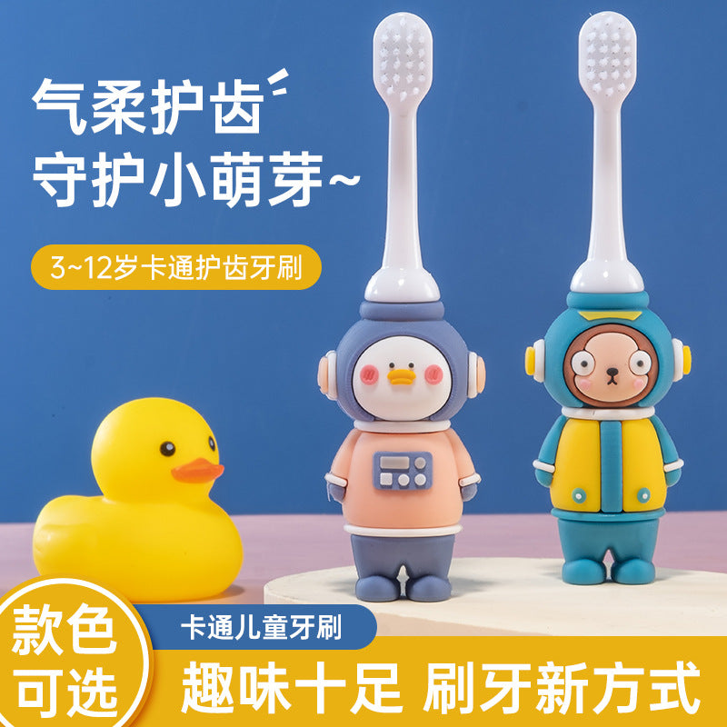 Boxed children's toothbrush cartoon baby cartoon astronaut soft bristle toothbrush 3-12 years old baby oral cleaning