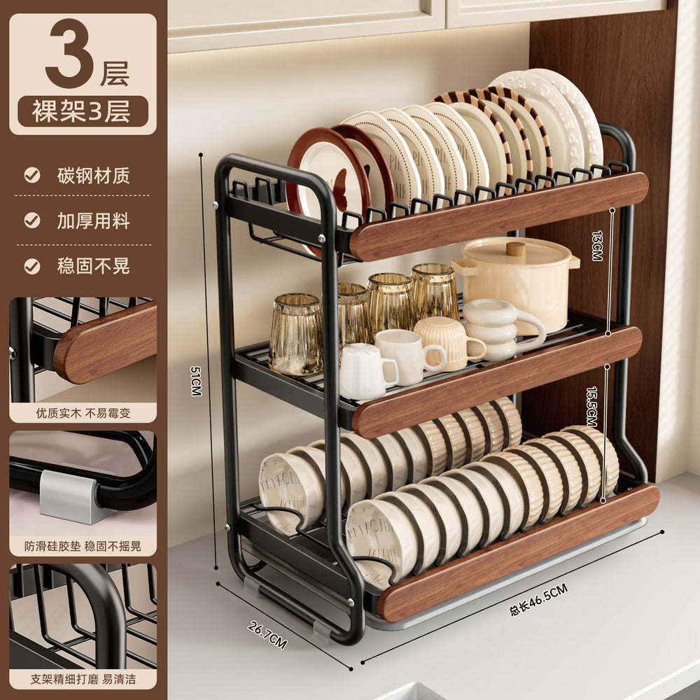 Medieval style kitchen stainless steel dish storage rack drain rack countertop multifunctional storage rack dish rack dishes plates cupboard