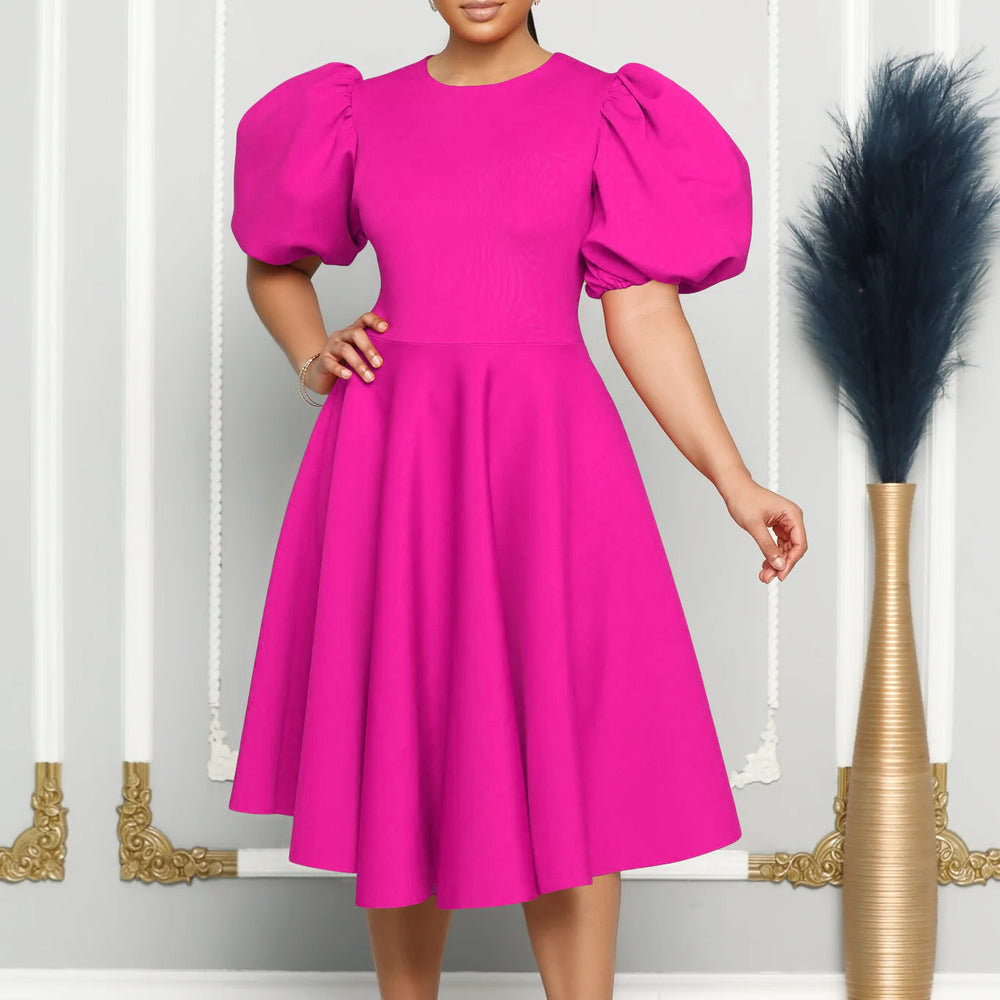 Amazon plus size women's clothing  new bubble sleeve maxi dress elegant evening gown export dress