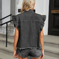 Wish european and american cross-border foreign trade women's clothing  independent station new style washed fungus edge denim vest vest trendy