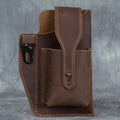 Vertical mobile phone waist bag men's men's belt crazy horse cowhide genuine leather retro leather case waist portable mobile phone bag