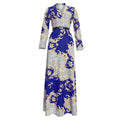 Fashion cross-border supply  plus size women's long skirt with belt african clothing printing chiffon dress