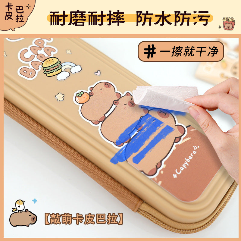 Kapibara Stationery Box Girls Professional Children's Cartoon Kindergarten Stationery Bag Durable Advanced Sense Simple Pencil Bag