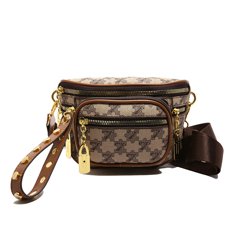 women's bag 2025 new mini chic versatile fashion retro multi-layer zipper shoulder crossbody chest bag