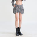 European and american retro bodycon skirt for women,  spring/summer camouflage tie-waist patchwork cargo midi skirt