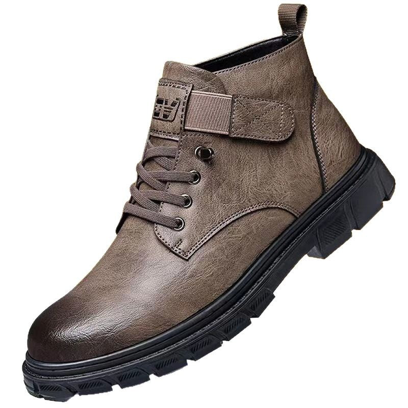 Men's winter warm cotton shoes - fleece lined, non-slip, casual high-top cotton shoes for men, elderly cotton shoes, men's leather cotton shoes for seniors