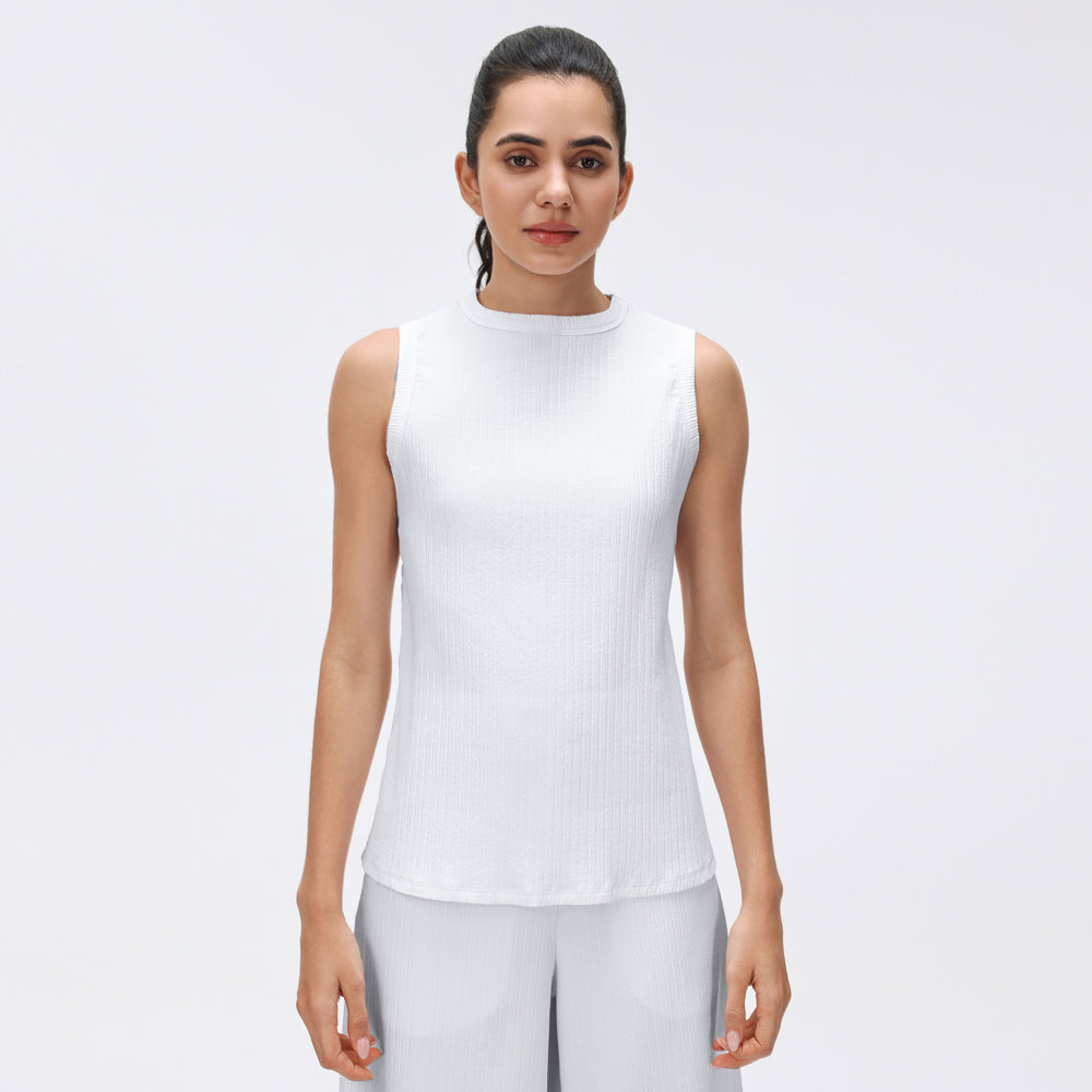 Women's casual activewear set: round neck sleeveless sports tank top & loose fit wide leg pants - perfect for tennis, yoga & more!