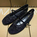 Za's 2025 new women's flat mary jane shoes, featuring embroidered chinese-style closed-toe white sandals