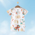 Baby short-sleeve snap-crotch romper, infant home air conditioning suit, breathable mesh crawling jumpsuit for 0-2 year olds
