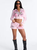 new spring women's outfit: spicy girl style printed shorts set - two-piece fashion set