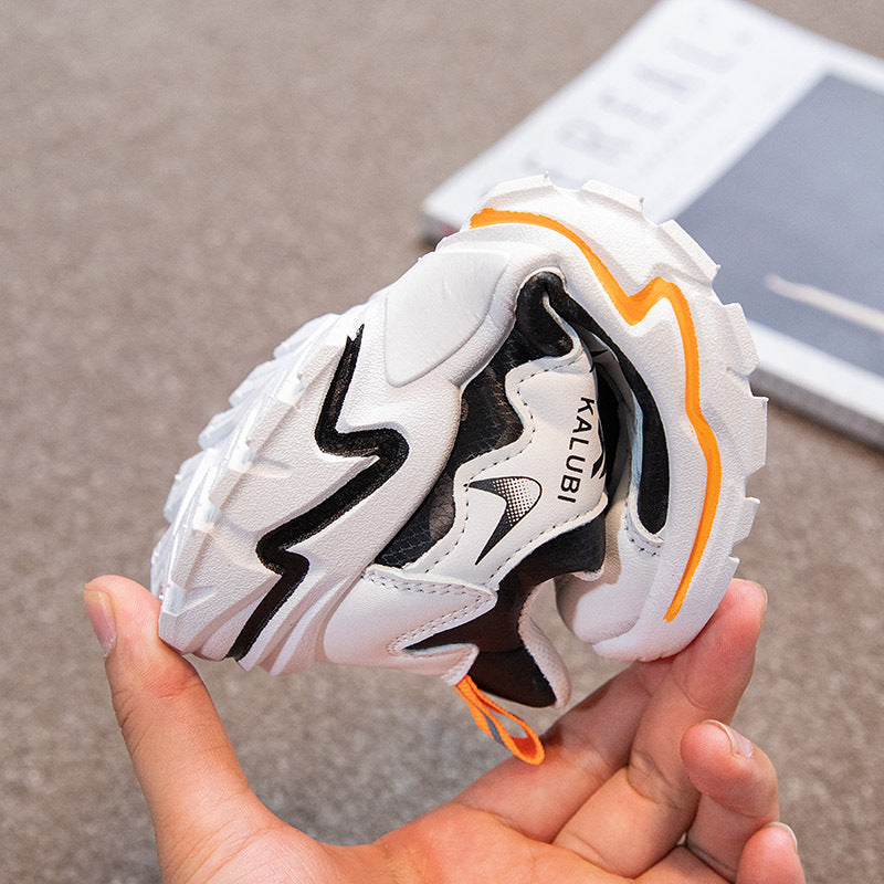 Girls shoes leather Internet celebrities spinning buttons middle older boys handsome running shoes spring autumn winter dad shoes versatile