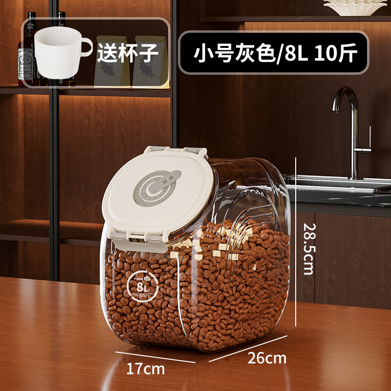 Cat food bucket Dog food storage sealed bucket Moisture-proof grain storage bucket Grain sealing Pet cat food tank Household storage box