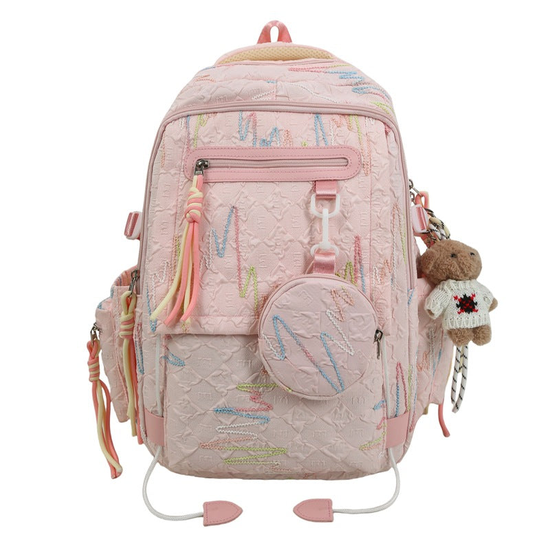 Cute girl backpack schoolbag female Korean version junior high school girls high school students large capacity high value lightweight backpack