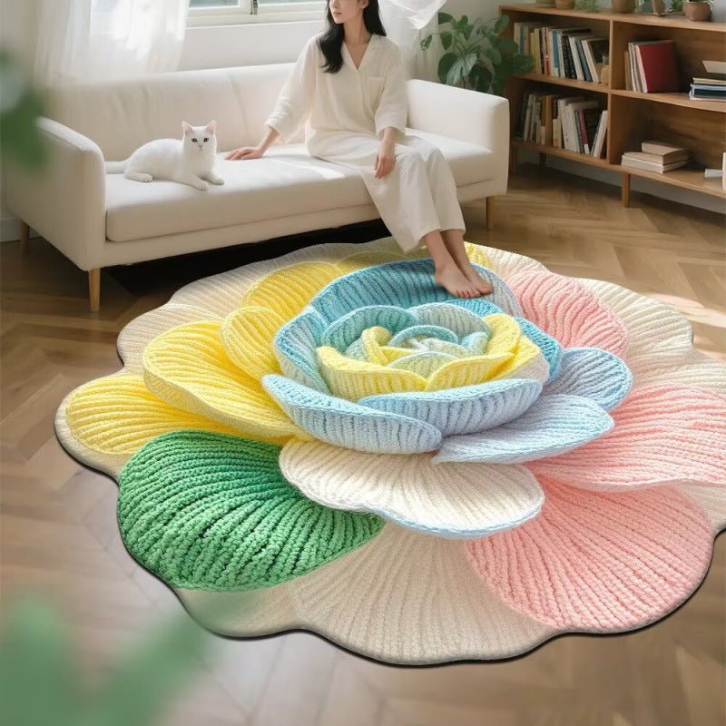 3d floral crystal velvet rug - absorbent mat for living room, bedroom, bedside, sofa, and coffee table