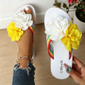 Export plus sizenew arrival cross-border flower flip-flops women's outer wear wedge beach thick sole sandals wholesale